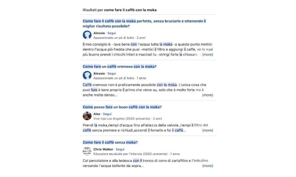 Domande presenti su forum online o portali